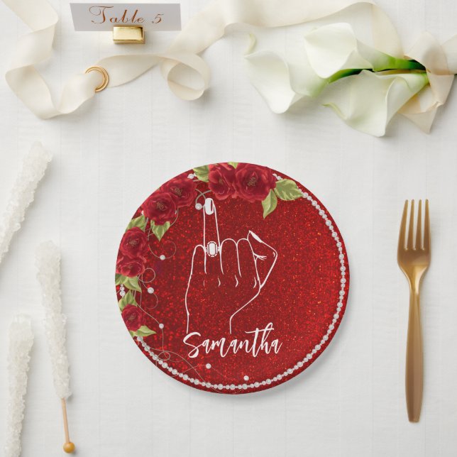 Prato De Papel Festa de solteira rosa | Parte Bridal (Casamento)