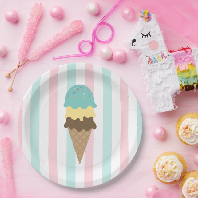 Prato De Papel Festa de Sorvete Sweet Scoops (Festa)
