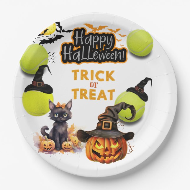 Prato De Papel Festa de tênis Halloween (Frente)