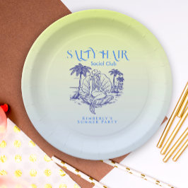 Prato De Papel Festa de Verão de Cowgirl da Sereia Azul Costeira