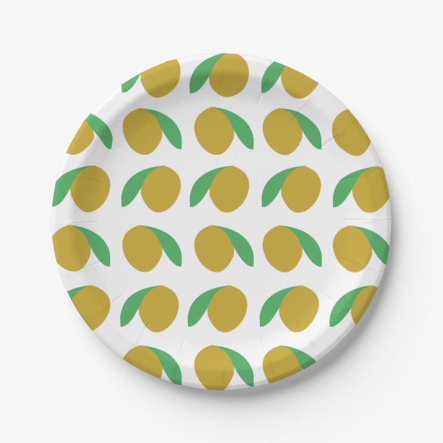 Prato De Papel Festa de Verão de Fruta Tropical de Mango (Frente)