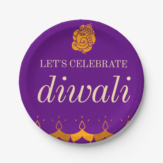 PRATO DE PAPEL FESTA DIWALI FELIZ (Frente)
