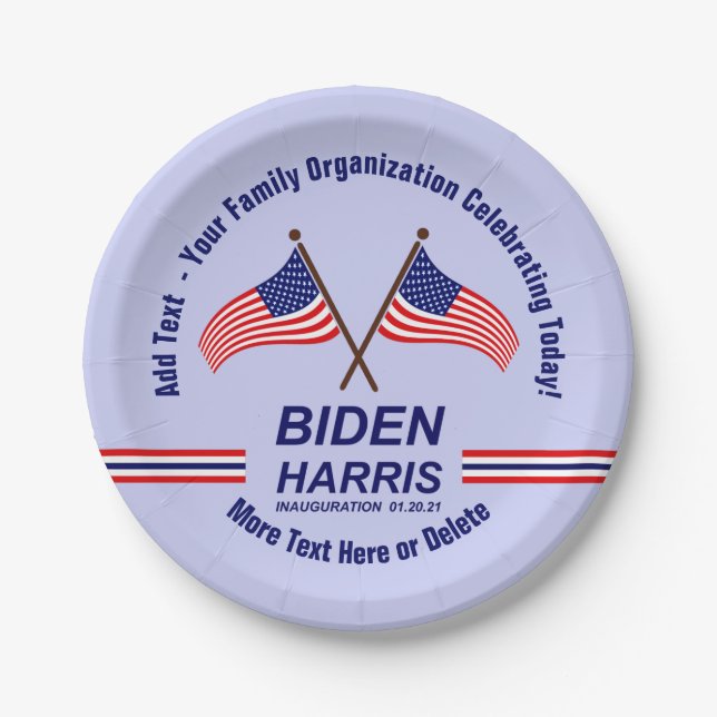 Prato De Papel Festa do Dia de Inauguração Adicione Seu Nome Text (Frente)