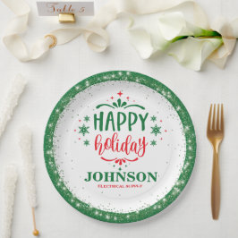 Prato De Papel Festa do Escritório de Natal Festivo Vermelho e Ve