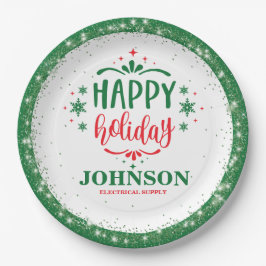 Prato De Papel Festa do Escritório de Natal Festivo Vermelho e Ve