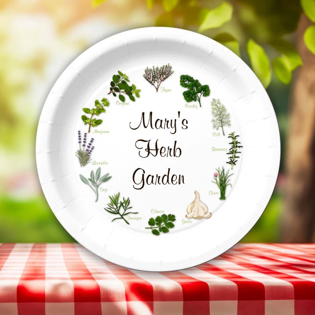 Prato De Papel Festa do Jardim de Ervas (Herb Garden Party Paper Plates
Celebrate your herb garden with fragrant, flavorful herbs and spices.)