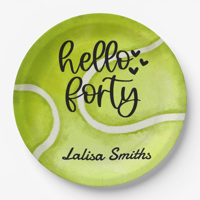 Prato De Papel festa do jogador da placa de papel tênis aniversár (Frente)