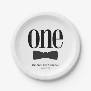 Prato De Papel Festa do Laço de Gravata do Nosso Pequeno Homem Pr