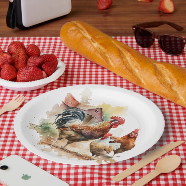 Prato De Papel Festa dos amantes do galo de fazenda (Piquenique)