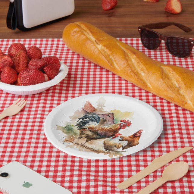 Prato De Papel Festa dos amantes do galo de fazenda (Piquenique)