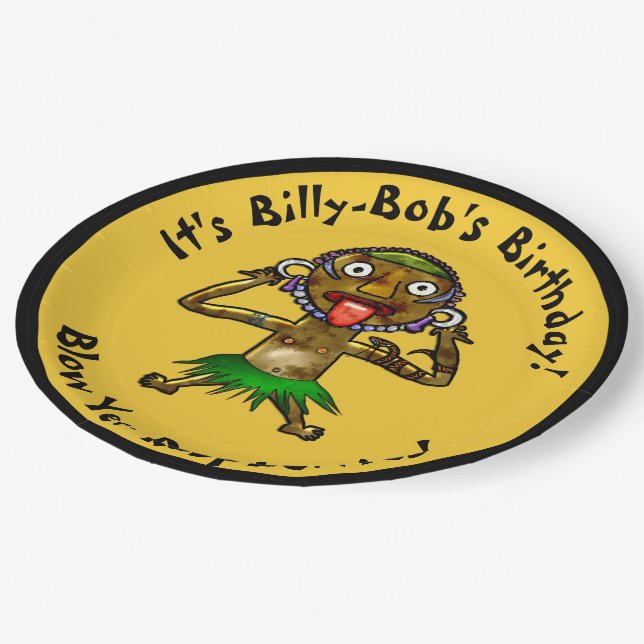 Prato De Papel Festa Engraçado do Doutor Tiki - Personalizada (Inclinado)