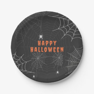 Prato De Papel Festa Feliz de Halloween da Spooky Spider Web