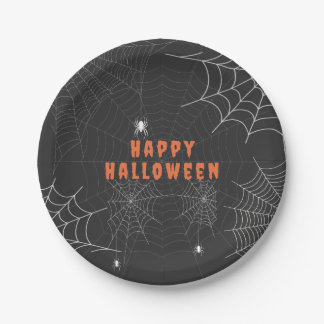 Prato De Papel Festa Feliz de Halloween da Spooky Spider Web