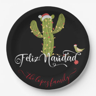 Prato De Papel Festa Feliz Navidad Natal Cactus