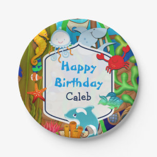 Prato De Papel Festa infantil divertida debaixo do mar