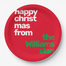 Prato De Papel Festa moderna e personalizada de Natal verde