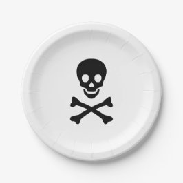 Prato De Papel Festa negra, branca, assustadora, do crânio das Ha