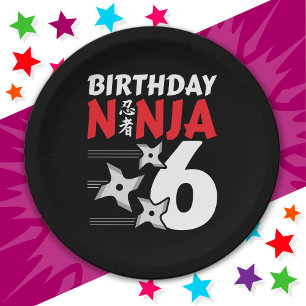 Prato De Papel Festa Ninja, 6 anos, estende crianças 6 Aniversári