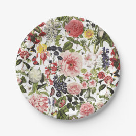Prato De Papel Festa no Jardim Vintage Floral Polegar Verde Anive