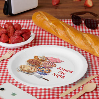 Prato De Papel Festa Noturna de Compartilhamento de Pie