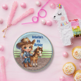 Prato De Papel Festa Ocidental Pequena Vaquinha Com Cavalo Person