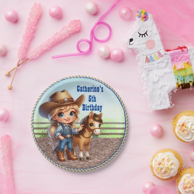 Prato De Papel Festa Ocidental Pequena Vaquinha Com Cavalo Person (Festa)