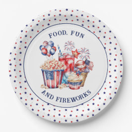Prato De Papel Festa Patriótica de Sweets & Fireworks 4 de julho