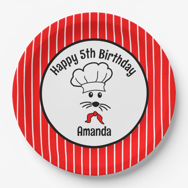 Prato De Papel Festa personalizável para pequenos padeiros de mou (Frente)