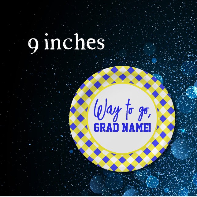 Prato De Papel Festa redonda de 9 polegadas, azul e amarelo (Criador carregado)