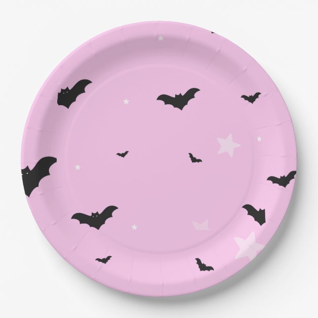 Prato De Papel festa rosa do halloween, convite, (Frente)