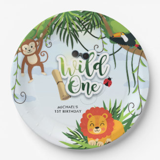 Prato De Papel Festa Safari Selvagem Tropical para Bebê