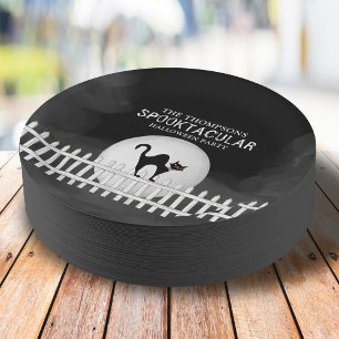 Prato De Papel Festa Spooktacular de Gato Negro Spooktacular do H