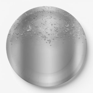 Prato De Papel Festa Sweet 16 Borboleta Silver Shimmer Flutter