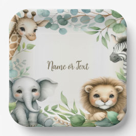 Prato De Papel Festa Tropical de Animais Safari Selvagens