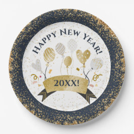 Prato De Papel Festa véspera de ano novo, Balões Ouros