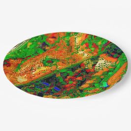 Prato De Papel Festas de carnaval ou máscara de tintas, verdes e