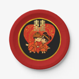 Prato De Papel Festas de casamento chinesas Casal tradicional