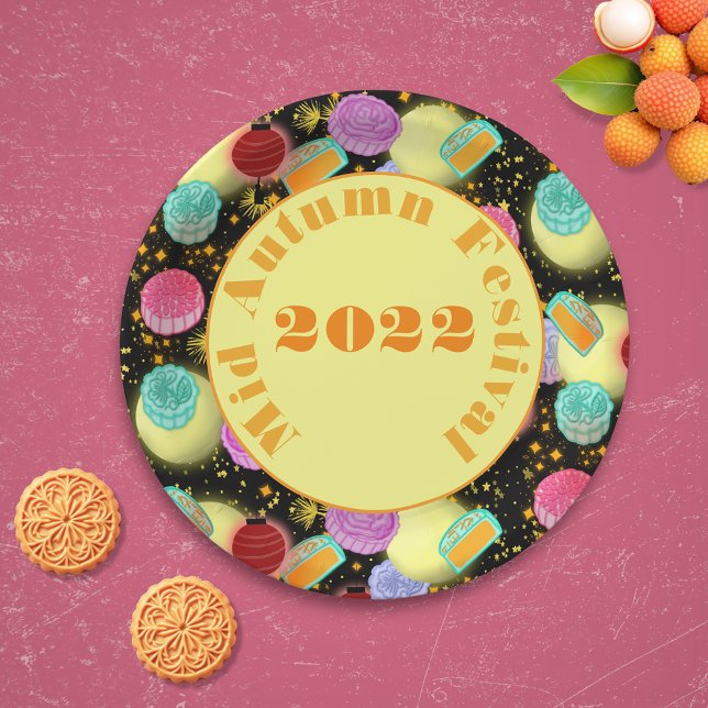 Prato De Papel Festival da Lua de outono do médio - Placas de Pap (Criador carregado)