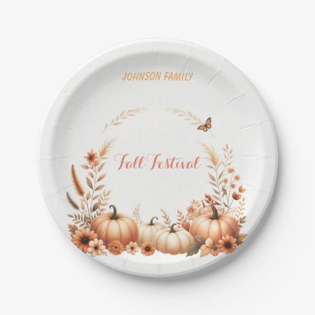 Prato De Papel Festival de queda da ilustração de aquarela (Frente)