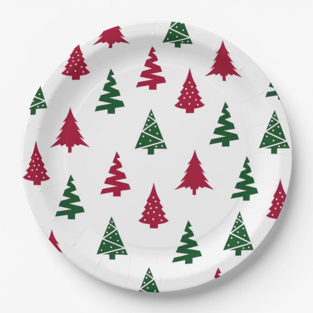 Prato De Papel Festive Christmas Tree Paper Plates (Frente)