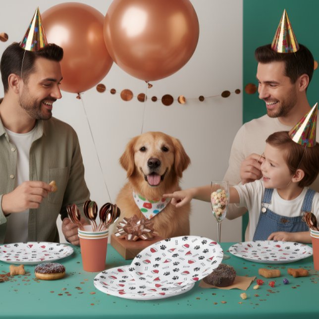 Prato De Papel Festive Dog-Themed Christmas Party Plate (Criador carregado)