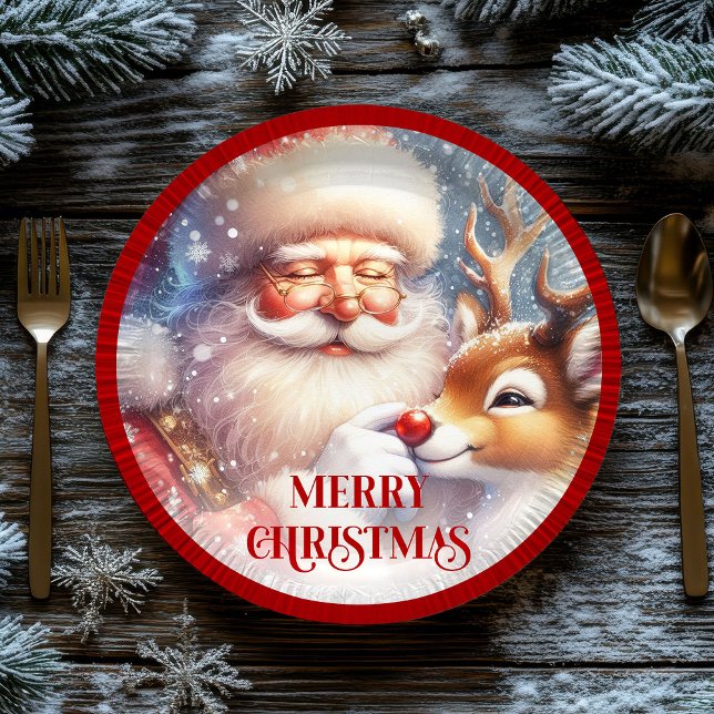 Prato De Papel Festive Santa Claus Funny Christmas Kids Paper  (Festive Santa Claus Funny Christmas Kids Paper Plates

)