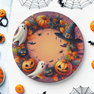 Prato De Papel Festivity Wreath de Halloween Encantado