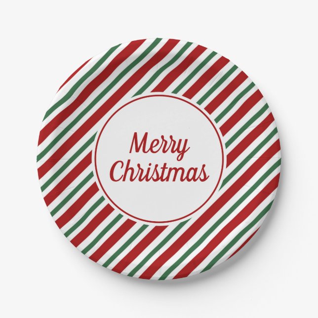 Prato De Papel Festivo Vermelho Greve Feliz Natal (Frente)