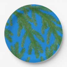 Festivos de abetos verdes e galhos azuis