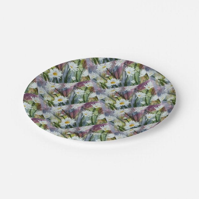 PRATO DE PAPEL FIELD OF WHITE DAISY FLOWERS PAPER PLATE (Inclinado)