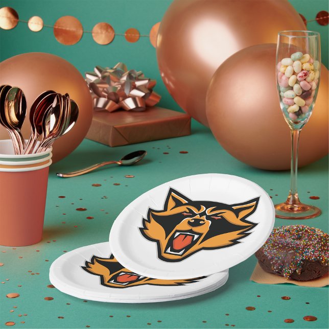 Prato De Papel Fierce Raccoon Mascot Bold Wild Animal Graphic (Criador carregado)