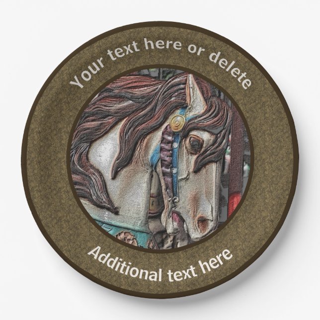 Prato De Papel Fiery Carousel Horse Art Party Personalizada (Frente)