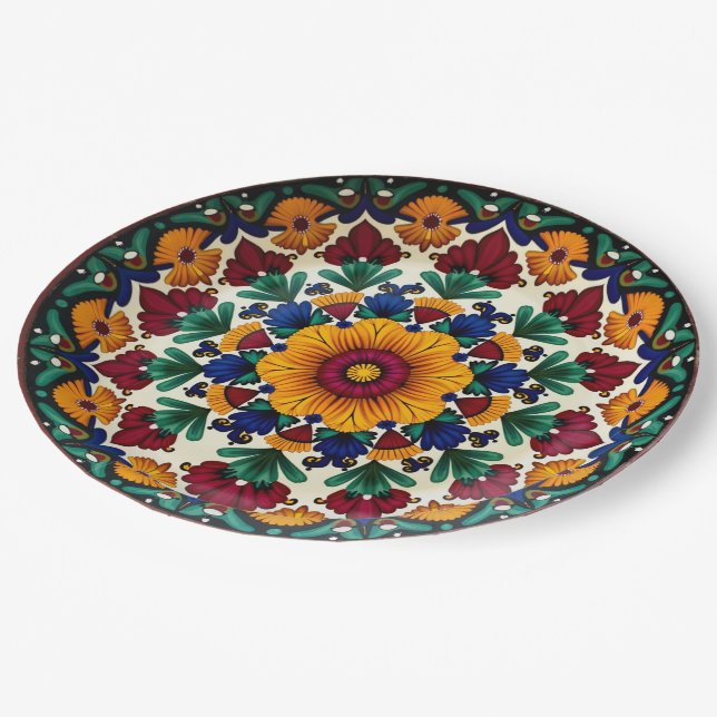 Prato De Papel 💀 🎉 Fiesta Floraframe Día de los Muertos (Inclinado)