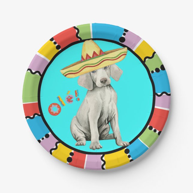 Prato De Papel Fiesta Weimaraner Paper Plates (Frente)